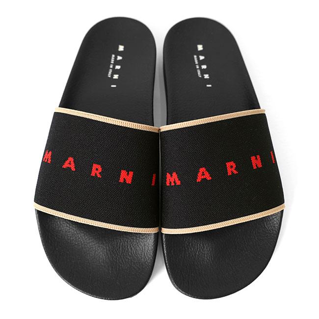 MARNI マルニ ジャガードロゴ ラバースライドサンダル SAMR003202 P4547 黒 メンズ レディースの画像