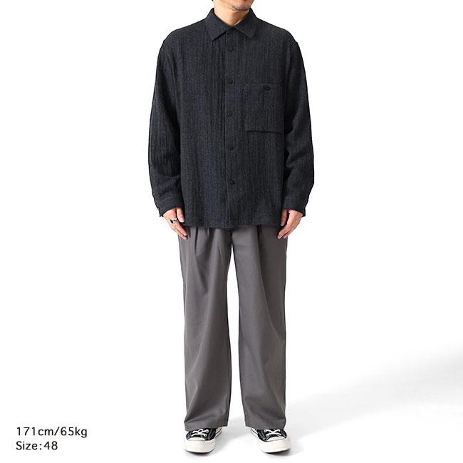 スティルバイハンド　シャツ　48　ブラック　ウール100 TIME SALE] Still by Hand スティルバイハンド ウールシャツ SH02244