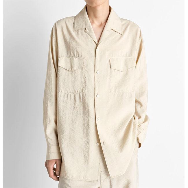LEMAIRE ルメール ドライシルク オープンカラーシャツ SH1233 LF1308 ベージュ 長袖シャツ メンズの画像