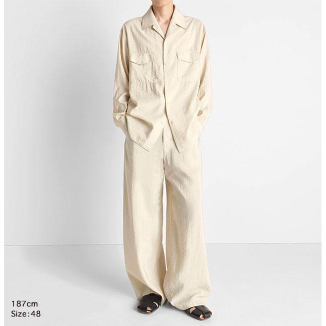 LEMAIRE ルメール ドライシルク オープンカラーシャツ SH1233 LF1308 ベージュ 長袖シャツ メンズの画像