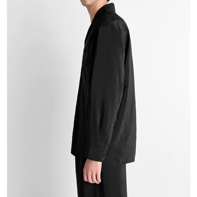 LEMAIRE ルメール ドライシルク オープンカラーシャツ SH1233 LF1308 黒 ブラック 長袖シャツ メンズの画像