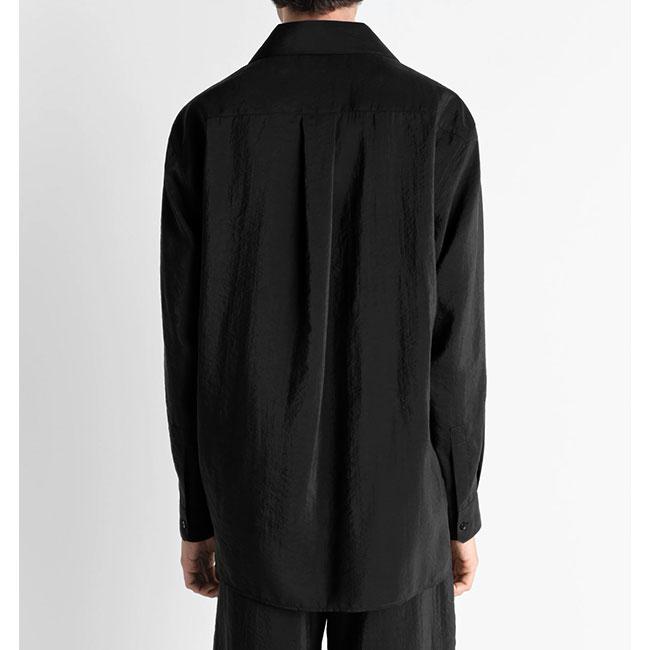 LEMAIRE ルメール ドライシルク オープンカラーシャツ SH1233 LF1308 黒 ブラック 長袖シャツ メンズの画像