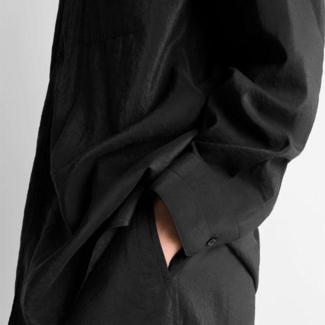 LEMAIRE ルメール ドライシルク オープンカラーシャツ SH1233 LF1308 黒 ブラック 長袖シャツ メンズの画像