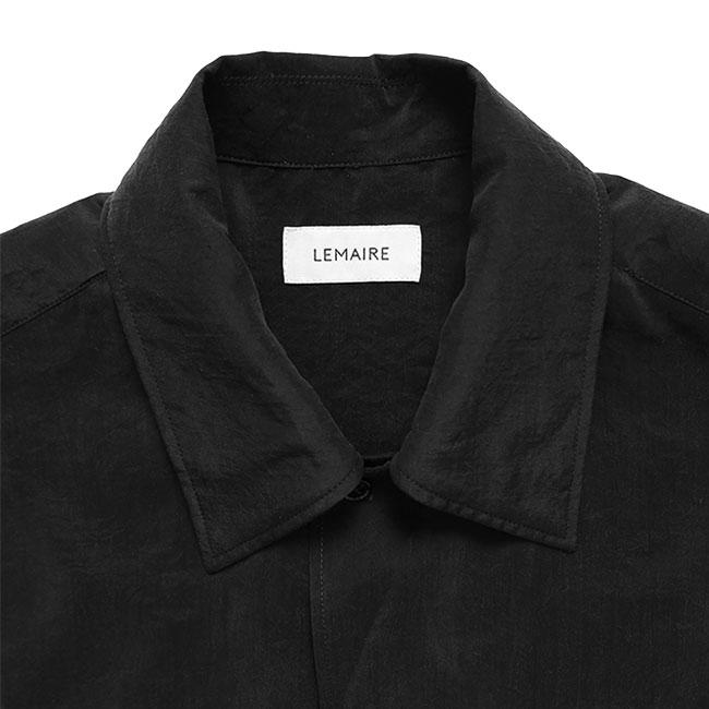 LEMAIRE ルメール ドライシルク オープンカラーシャツ SH1233 LF1308 黒 ブラック 長袖シャツ メンズの画像