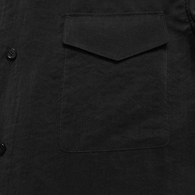 LEMAIRE ルメール ドライシルク オープンカラーシャツ SH1233 LF1308 黒 ブラック 長袖シャツ メンズの画像