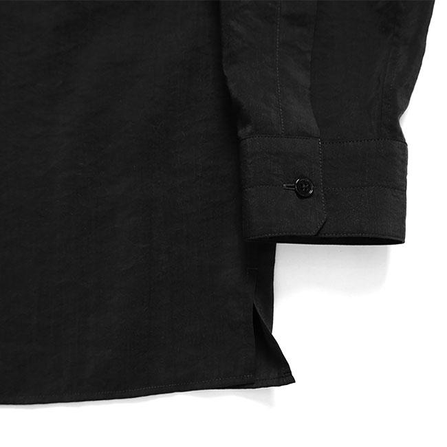 LEMAIRE ルメール ドライシルク オープンカラーシャツ SH1233 LF1308 黒 ブラック 長袖シャツ メンズの画像