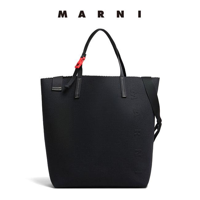 MARNI マルニ コットンリネンキャンバス ロゴ トートバッグ