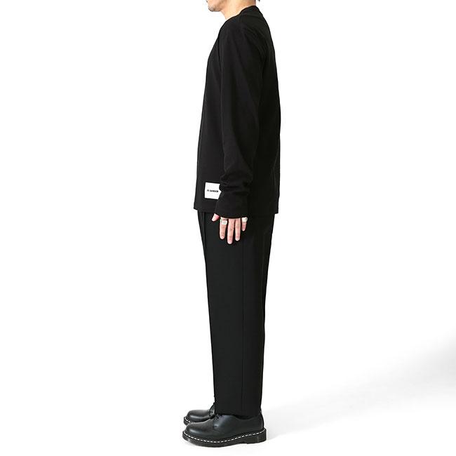 JIL SANDER ジルサンダー ウールギャバジン リラックス テーパードパンツ J21KA0012 J40002 黒 イージー スラックス メンズの画像