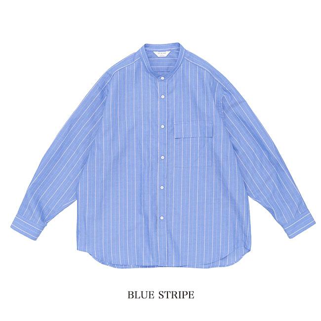 Still By Hand スティルバイハンド バンドカラー ストライプシャツ