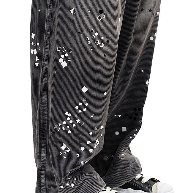 Maison MIHARA YASUHIRO メゾンミハラヤスヒロ エンベリッシュド コーデュロイ ワイドパンツ A15PT034 ラインストーン メンズの画像