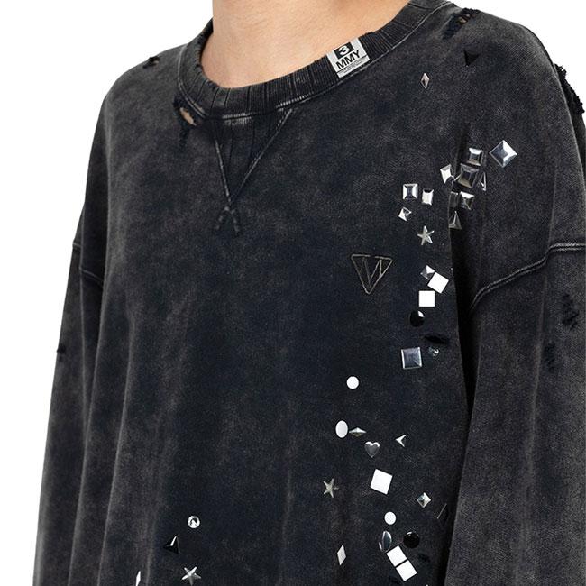 Maison MIHARA YASUHIRO メゾンミハラヤスヒロ エンベリッシュド クルーネック スウェット A15PO562 ラインストーン メンズの画像
