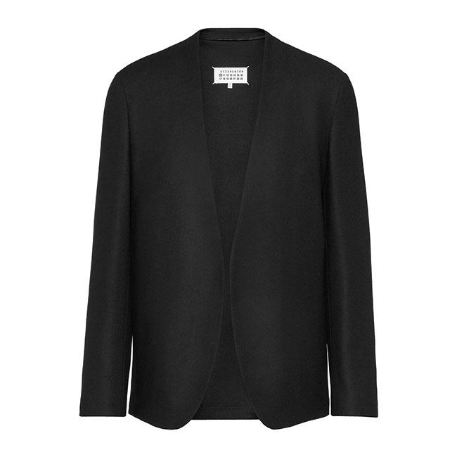 Maison Margiela ウール ノーカラージャケット 黒色 カバー付き Maison Margiela 10-ノーカラージャケット ウールポプリン-Amanojak.