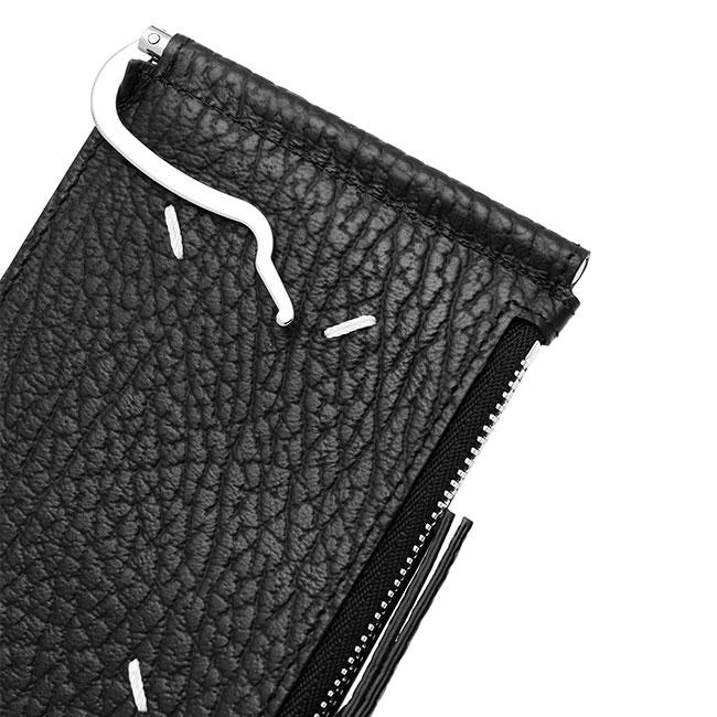 Maison Margiela メゾンマルジェラ グレインレザー マネークリップ付き 二つ折り 財布 SA1UI0022 P4455 黒 ブラック ウォレットの画像