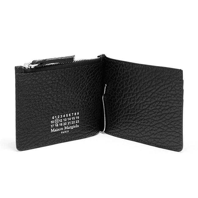 Maison Margiela メゾンマルジェラ グレインレザー マネークリップ付き 二つ折り 財布 SA1UI0022 P4455 黒 ブラック ウォレットの画像