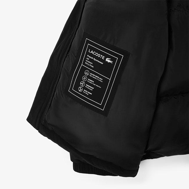 LACOSTE ラコステ 撥水 スタンドカラー ダウンジャケット BH9052 黒 ブラック フード内蔵 メンズの画像