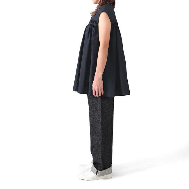 Scye サイ リネン ピンタック スリーブレス バンドカラーシャツ 1221