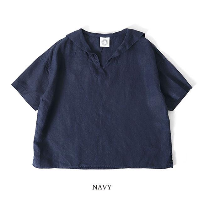 美品　オーシバル　リネンセーラーカラー半袖シャツ SOLID WOMEN　日本製 ORCIVAL（オーシバル）の「ORCIVAL | リネン セーラーカラー半袖
