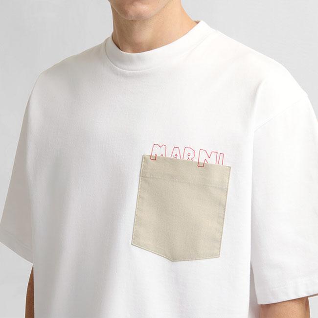MARNI マルニ 胸ポケット ロゴ刺繍Tシャツ HUMU0352QS UTC406 半袖Tシャツ メンズの画像