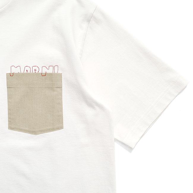 MARNI マルニ 胸ポケット ロゴ刺繍Tシャツ HUMU0352QS UTC406 半袖Tシャツ メンズの画像
