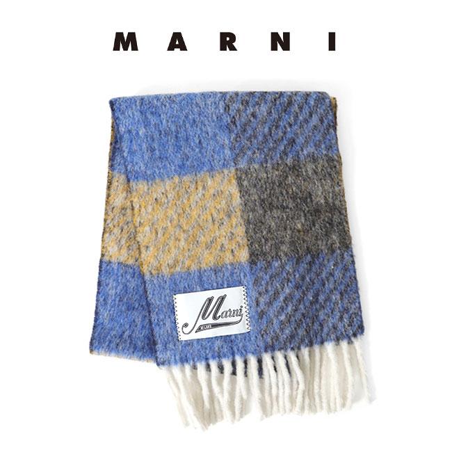 MARNI マルニ アルパカ チェック ラベルロゴ マフラー ストール