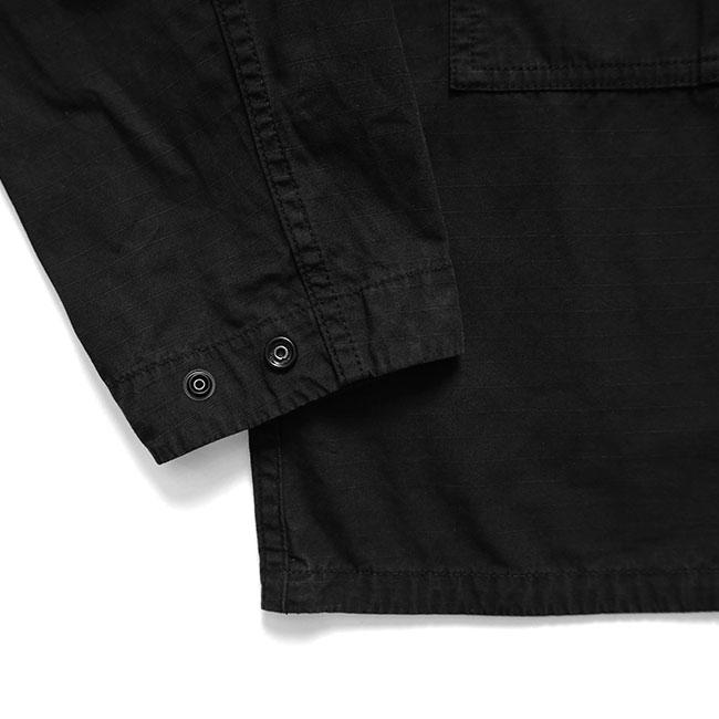 STONE ISLAND ストーンアイランド ガーメントダイ リップストップ ジップアップ オーバーシャツ 1200005 黒 シャツジャケット メンズの画像