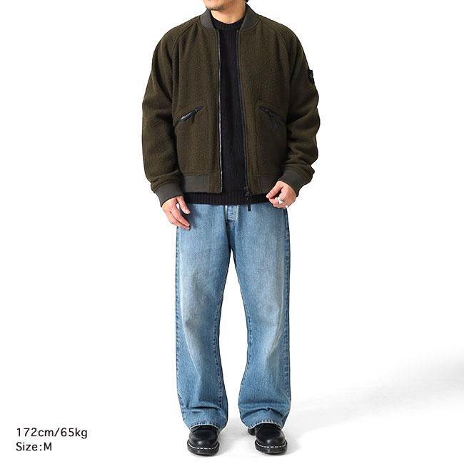 STONE ISLAND ストーンアイランド ボアフリース ウール ボンバージャケット 4100111 MA-1 オリーブ メンズの画像