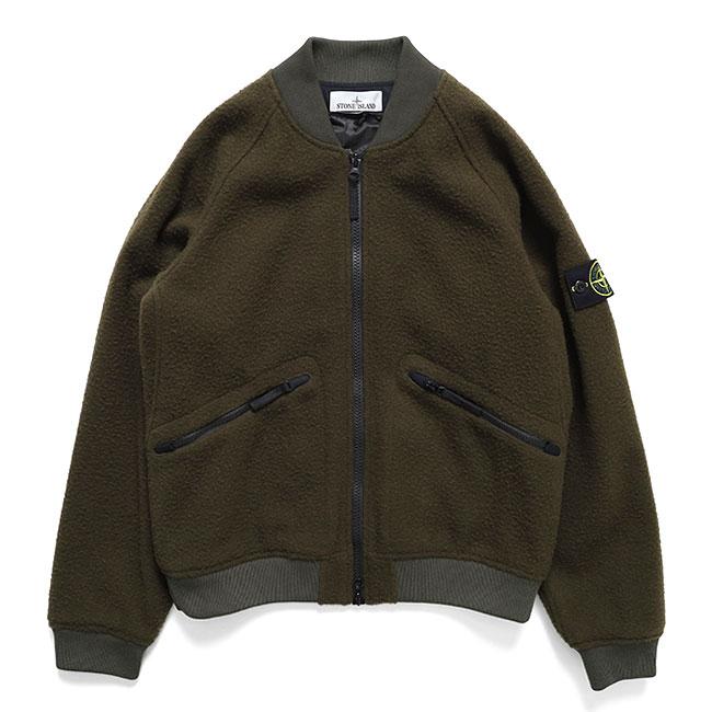 STONE ISLAND ストーンアイランド ボアフリース ウール ボンバージャケット 4100111 MA-1 オリーブ メンズの画像