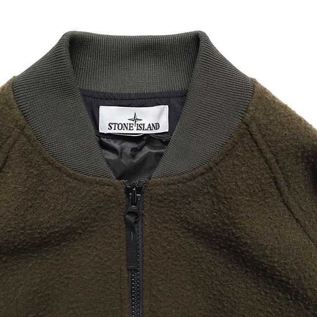 STONE ISLAND ストーンアイランド ボアフリース ウール ボンバージャケット 4100111 MA-1 オリーブ メンズの画像