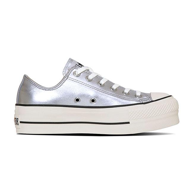 【新品未使用】韓国限定 コンバース オールスター シルバー 厚底 SALE] Converse コンバース ALL STAR レザー オールスター リフテッド