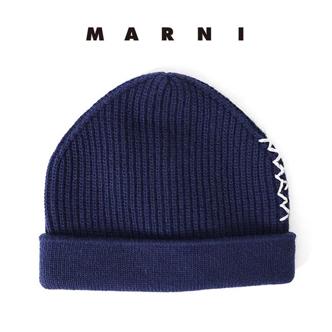 SALE] MARNI マルニ ロゴ刺繍 ウール カシミヤ ニットキャップ