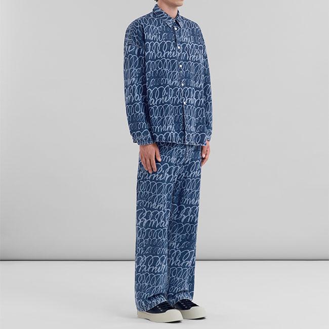 MARNI マルニ Marni Scribble 総柄 ブリーチ デニムシャツ MARNI マルニ Marni Scribble 総柄 ブリーチ デニムシャツ