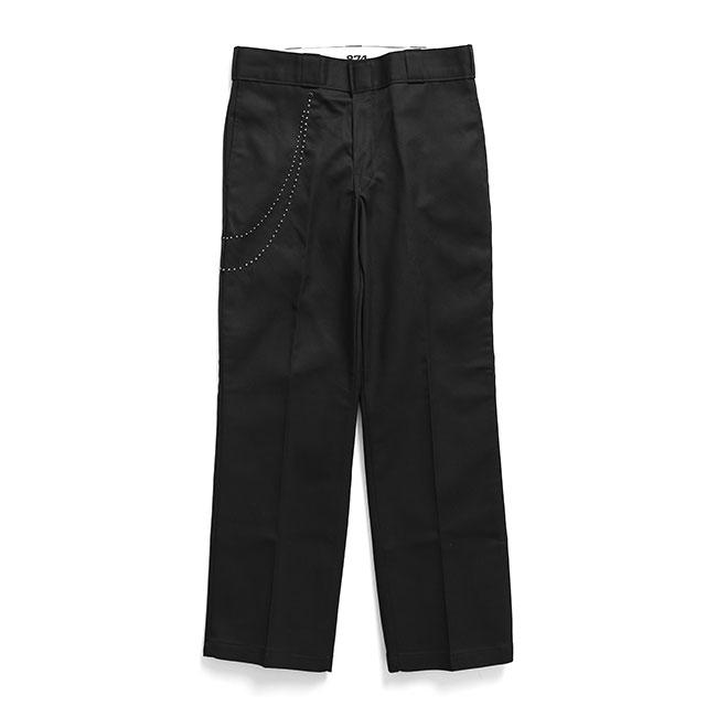 HTC × Dickies エイチティーシー ディッキーズ DOUBLE CHAIN 874 フラワースタッズ ターコイズ ワークパンツ ブラック コラボ メンズの画像