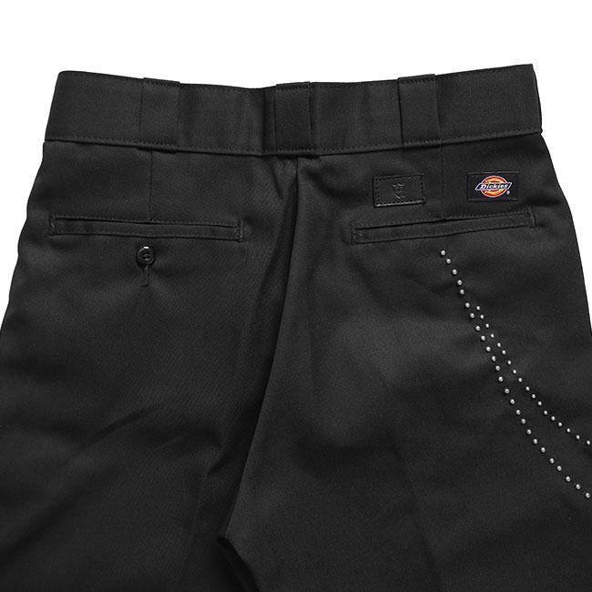 HTC × Dickies エイチティーシー ディッキーズ DOUBLE CHAIN 874 フラワースタッズ ターコイズ ワークパンツ ブラック コラボ メンズの画像