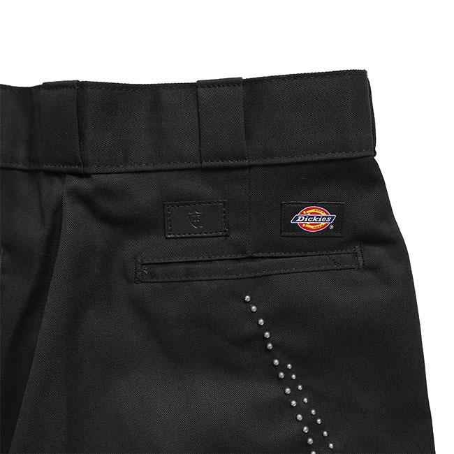 HTC × Dickies エイチティーシー ディッキーズ DOUBLE CHAIN 874 フラワースタッズ ターコイズ ワークパンツ ブラック コラボ メンズの画像