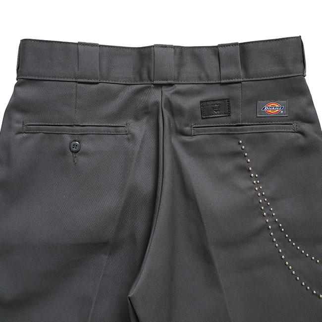 HTC × Dickies エイチティーシー ディッキーズ DOUBLE CHAIN 874 フラワースタッズ ターコイズ ワークパンツ チャコール コラボ メンズの画像
