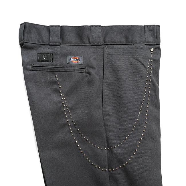 HTC × Dickies エイチティーシー ディッキーズ DOUBLE CHAIN 874 フラワースタッズ ターコイズ ワークパンツ チャコール コラボ メンズの画像