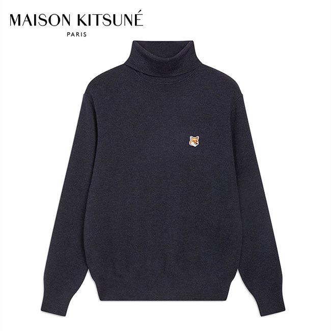 Maison Kitsune メゾンキツネ フォックスヘッドロゴ タートルネック セーター FM00507KT1036 ウール ニット メンズ
