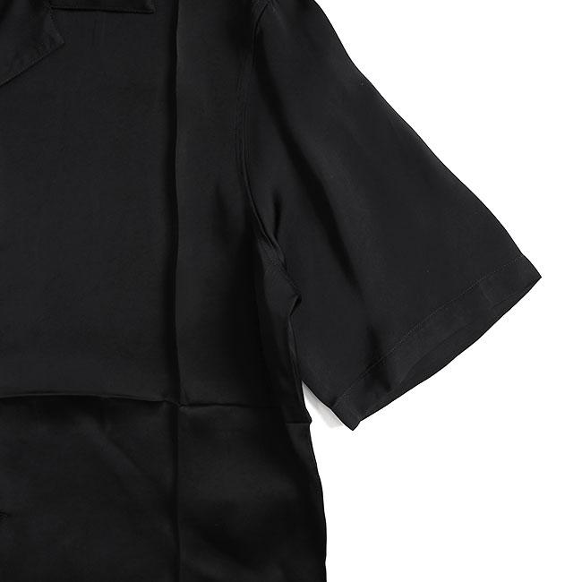 JIL SANDER WARDROBE ジルサンダー ワードローブ ボックスプリーツ オープンカラーシャツ J23DL0107 J65022 開襟シャツ 黒 ブラック メンズの画像