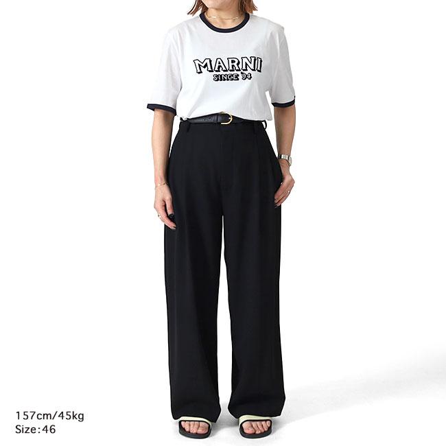 MARNI マルニ ロゴ トリムTシャツ HUMU0198MP USCY91 白 ホワイト 半袖Tシャツ リンガーTシャツ メンズ レディースの画像