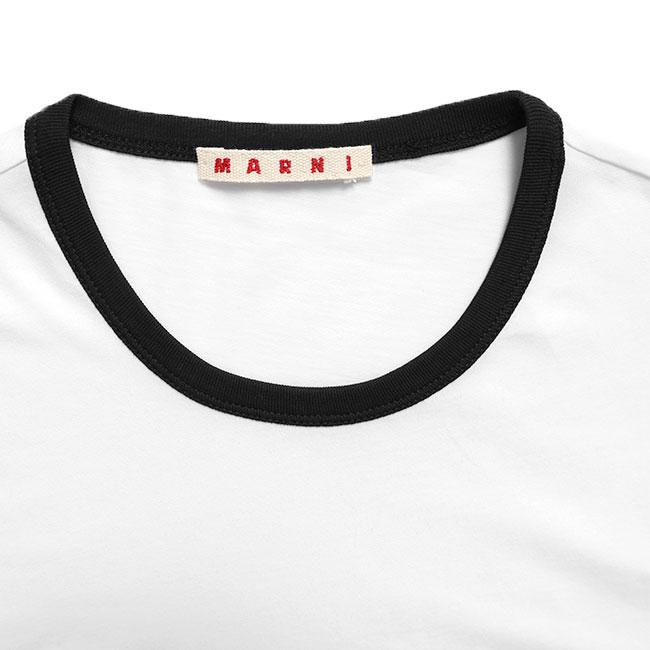 MARNI マルニ ロゴ トリムTシャツ HUMU0198MP USCY91 白 ホワイト 半袖Tシャツ リンガーTシャツ メンズ レディースの画像