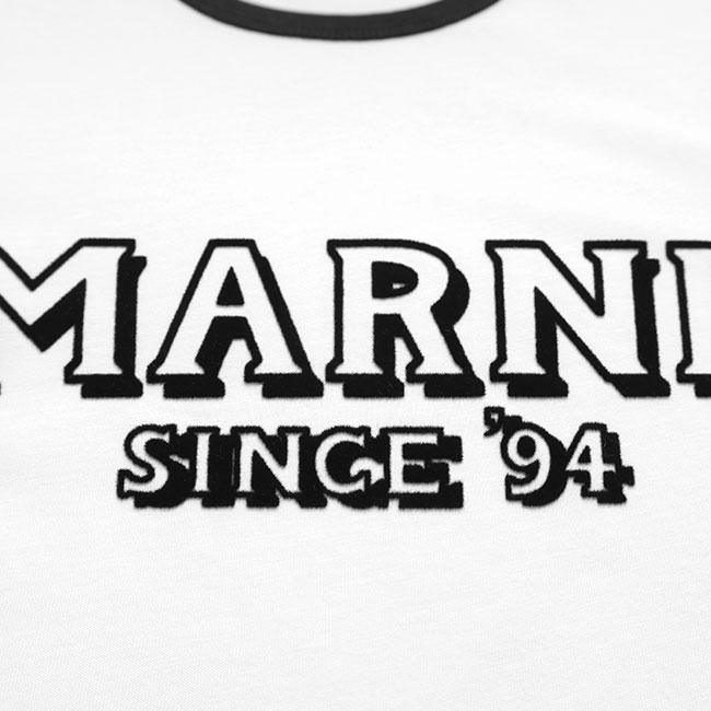 MARNI マルニ ロゴ トリムTシャツ HUMU0198MP USCY91 白 ホワイト 半袖Tシャツ リンガーTシャツ メンズ レディースの画像