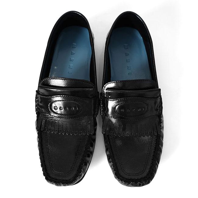 MARNI マルニ レザータッセルローファー MOMR008001 P4574 黒 ブラック ミュール メンズの画像