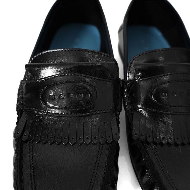 MARNI マルニ レザータッセルローファー MOMR008001 P4574 黒 ブラック ミュール メンズの画像