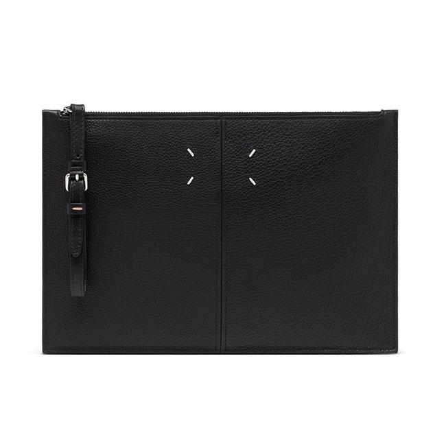 メゾンマルジェラ　ブラック レザー クラッチバッグ ポーチ Maison Margiela メゾンマルジェラ レザーポーチ SA2TT0007 P7268