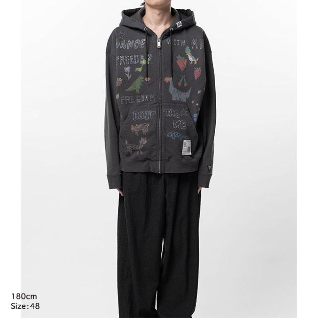 Maison MIHARA YASUHIRO メゾンミハラヤスヒロ キッズ ドゥードゥル プリント ジップアップ フーディー J16PK771 スウェットパーカー メンズ