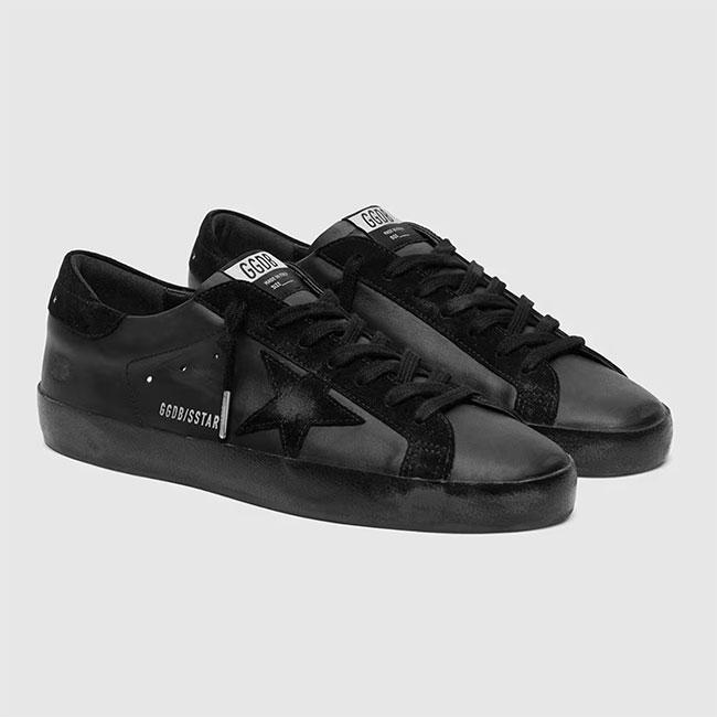 Golden Goose ゴールデングース SUPERSTAR スーパースター レザースニーカー GMF00101.F007991.90100 シューズ 黒 ブラック メンズの画像