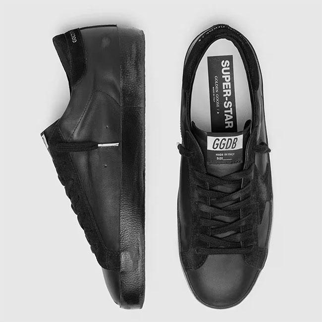 Golden Goose ゴールデングース SUPERSTAR スーパースター レザースニーカー GMF00101.F007991.90100 シューズ 黒 ブラック メンズの画像