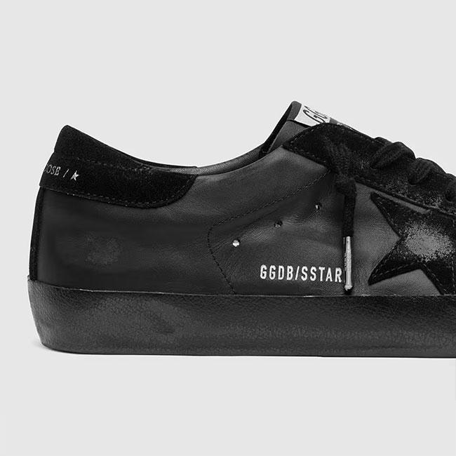 Golden Goose ゴールデングース SUPERSTAR スーパースター レザースニーカー GMF00101.F007991.90100 シューズ 黒 ブラック メンズの画像