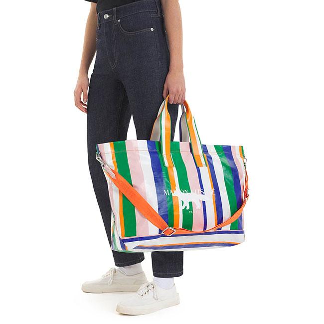 Maison Kitsune メゾンキツネ マルチストライプ フォックスロゴ 2WAY