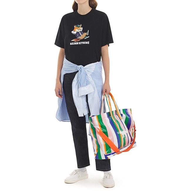 Maison Kitsune メゾンキツネ マルチストライプ フォックスロゴ 2WAY